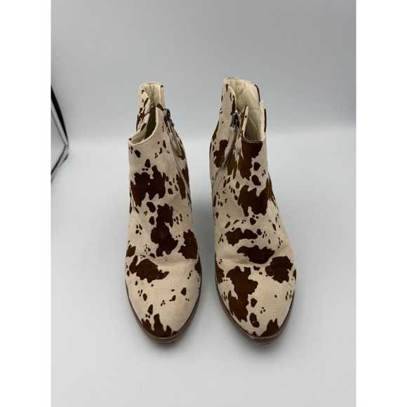 Maurices Cow Print Ankle Boots Western Cowgirl Block Heel Faux Suede 8.5M - Picture 7 of 12